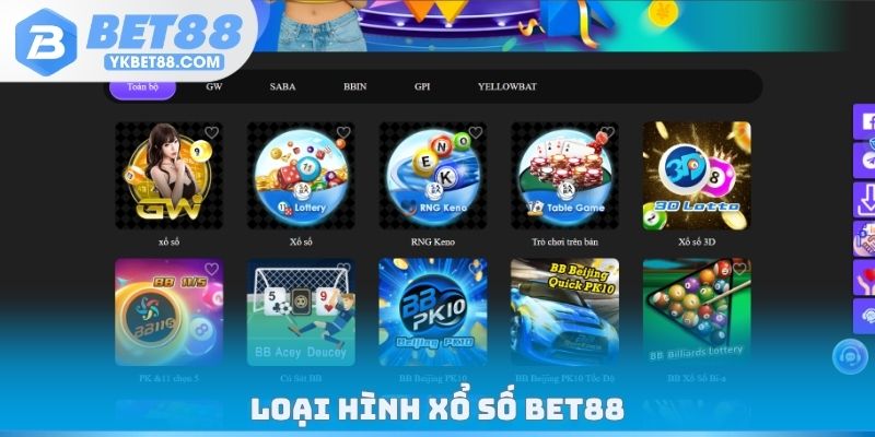 Loại hình xổ số Bet88
